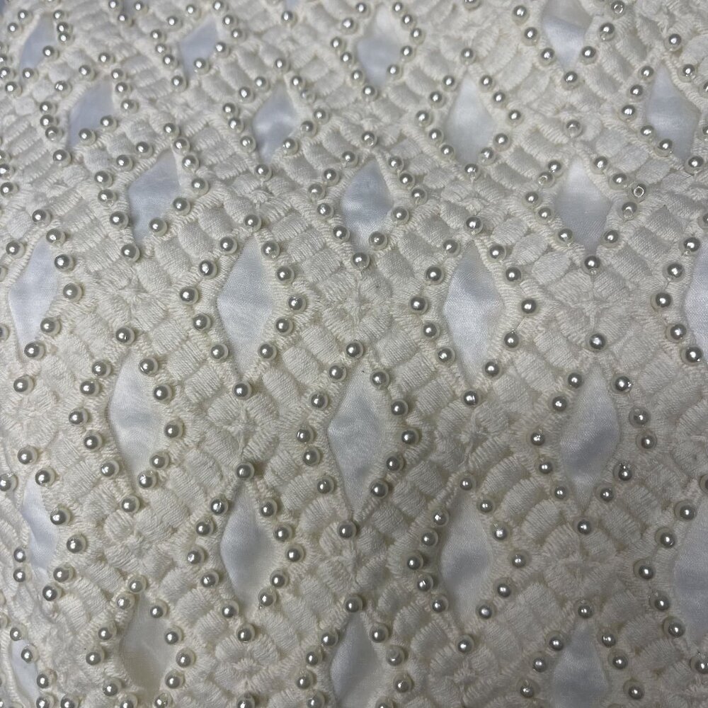 a.drea Sleeveless Ivory Beaded Fit & Flare Mini Dress Sheer Skirt Party Wedding - Picture 5 of 13